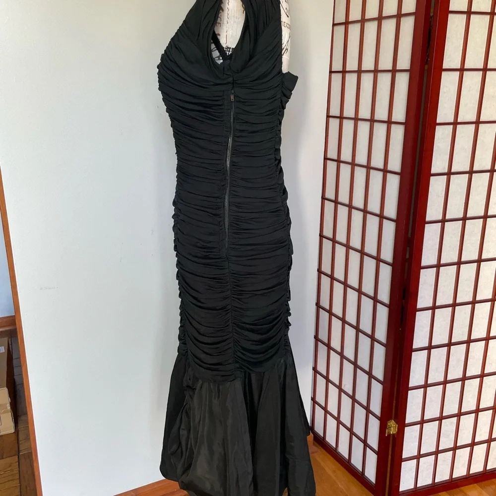 Black Ruched Cocktail Dress, Size S (4-6)